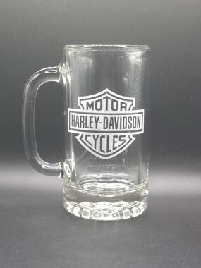 Harley-Davidson Clear Glass Mug with White Shield Logo